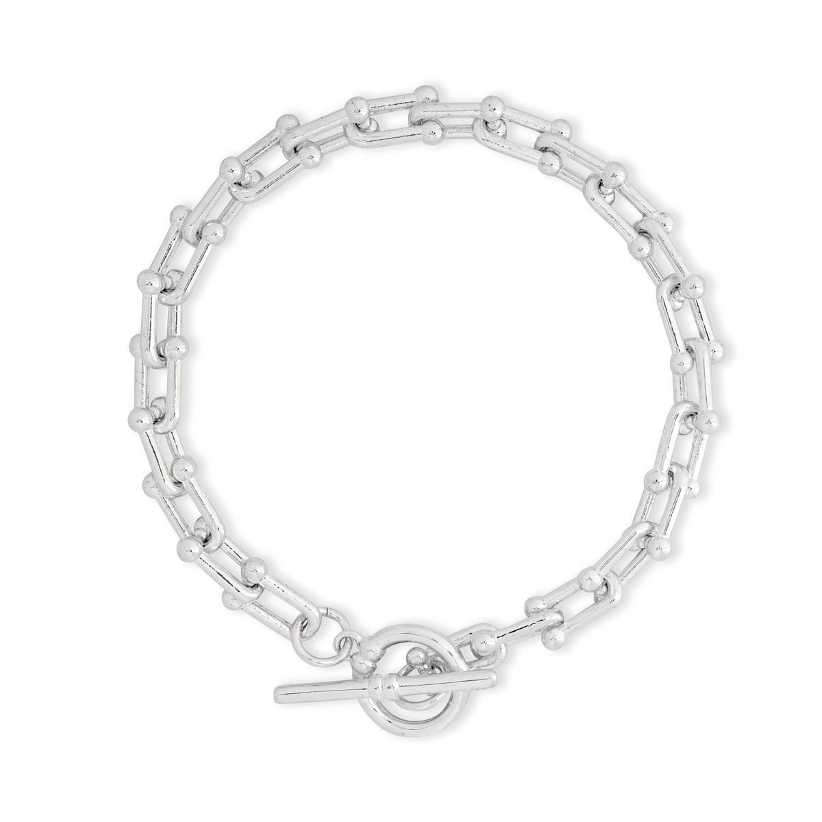 Silver chain links bracelet with T-bar | Ashiana London