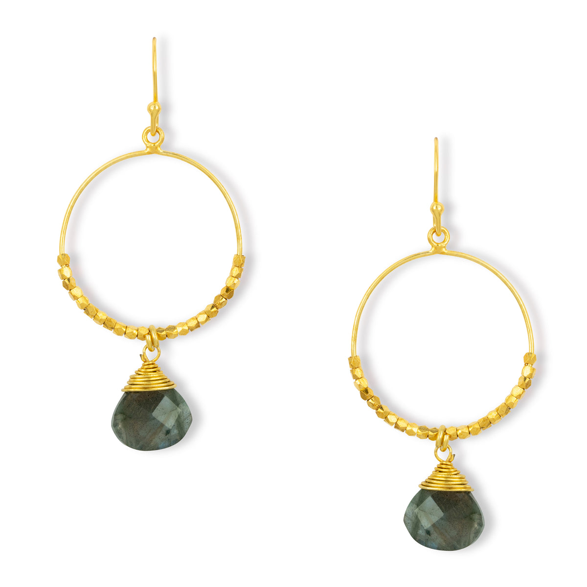 Marie Hoop Earrings Labradorite Ashiana London Ashiana London 1296